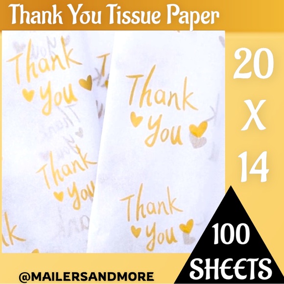 100 Thank You Tissue Paper Sheets, 13X19” PRICE IS FIRM - Picture 3 of 6